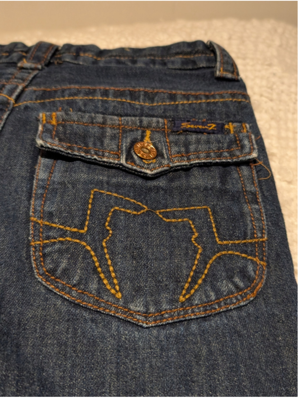700 - Seven7 Y2K Dark Wash Bootcut Jeans Contrast Stitch 28/29 - Picture 8 of 13